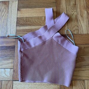 Babaton Pink Ribbed Crop Top